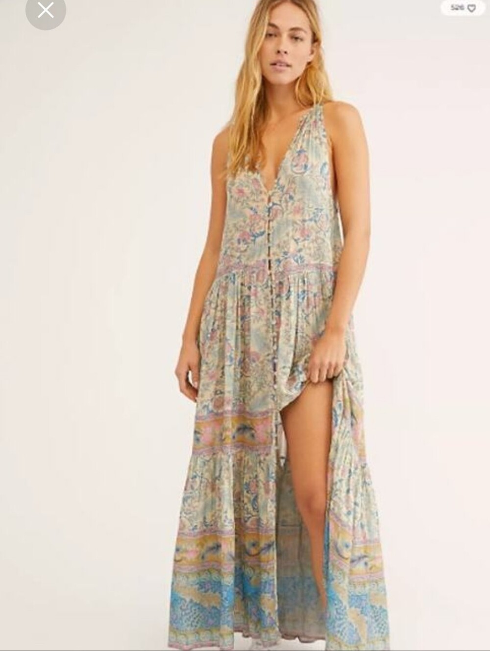 Spell Floral Maxi Dress - Oasis Blue and Pink Size Small